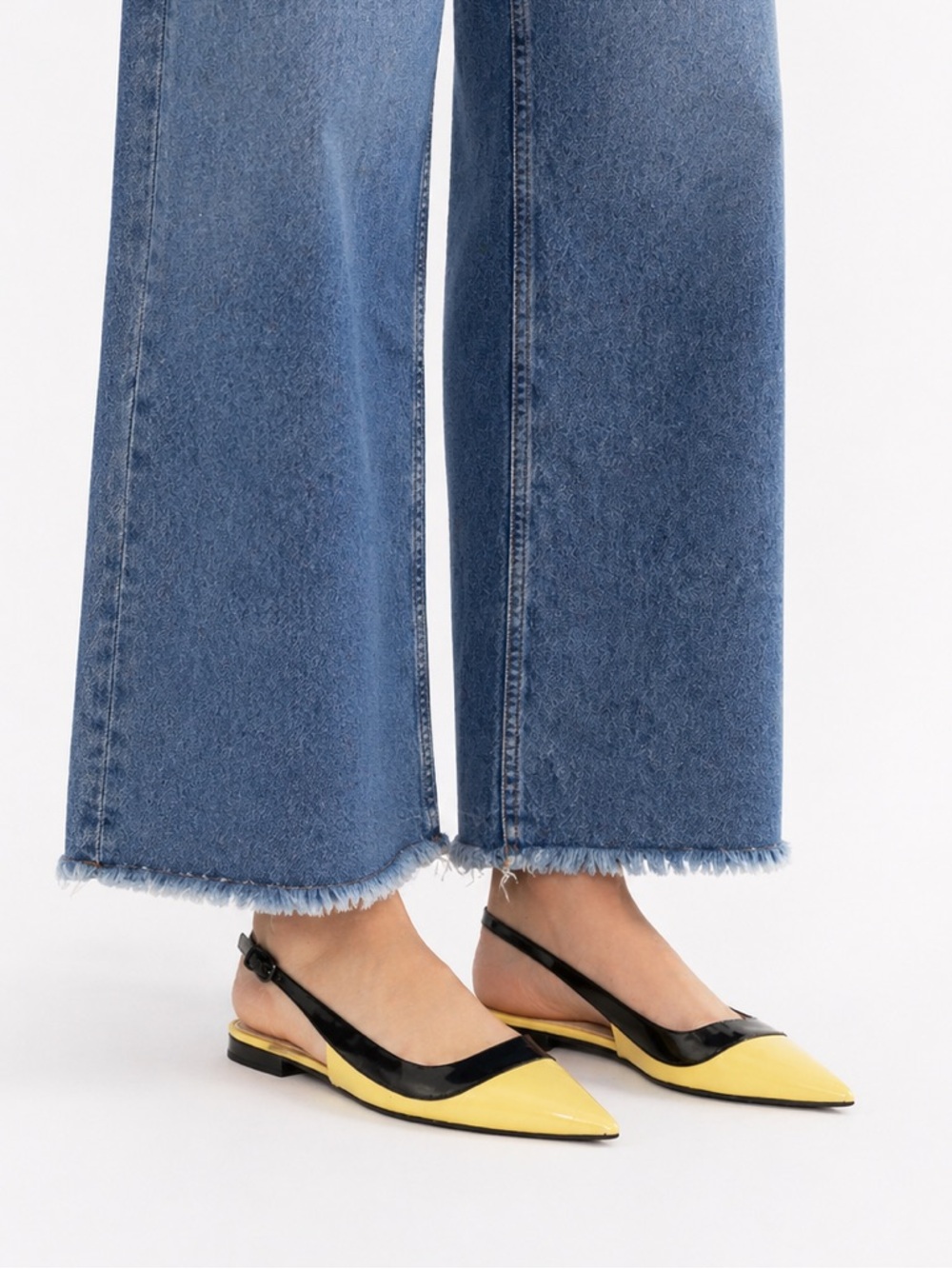 Prada Ananas +‎ Nero pointed-toe slingback shoes in yellow and black Size 37 1/2